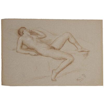 Naturalistic Nude Laying on Bed Study