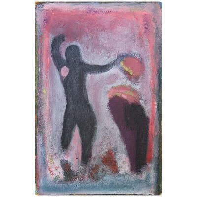 Morris Gluckman Untitled Expressionist Style Figurative Abstract On Masonite