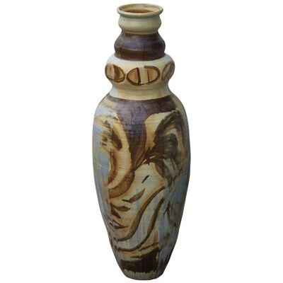 Large Midcentury Scandinavian Modern Stoneware Vase with Abstract Design