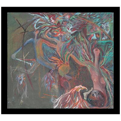 Untitled Surrealist Abstract Figurative Expressionist Style Painting
