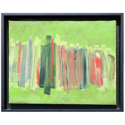 1959 Expressionist Green and Orange Striped Oil Painting by McKie Trotter,Framed