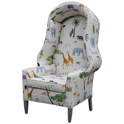 Modern Porter's Chair in the Style of Baker Furniture in Safari Animal Print 194