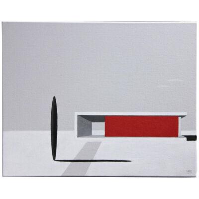 "Ruby Wall" Surrealist Minimal Landscape Painting Early 21st Century
