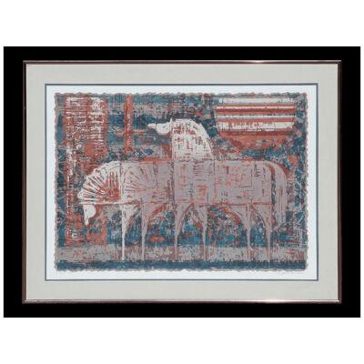 "Mustangs" Cubist Style Lithograph Edition 55 of 300