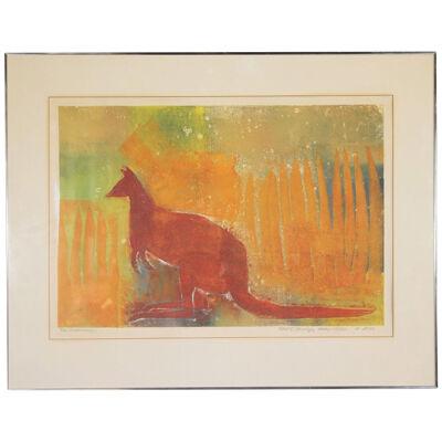 Paul Sprohge "Marsupial" Abstract Impressionist Lithograph of a Kangaroo