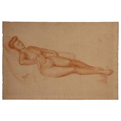 French Reclining Nude Woman Study