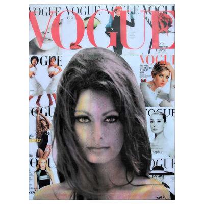 “Vogue History” Sophia Loren Colorful Contemporary Mixed Media Pop Art Collage