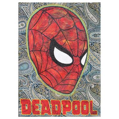 "Spideypool 9" Red and Toned Abstract Spiderman Pop Art Painting on Brocade