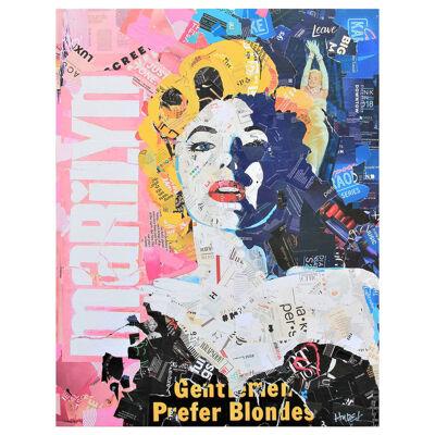 "Gentlemen Prefer Blondes" Colorful Marilyn Monroe Pop Art Mixed Media Collage	