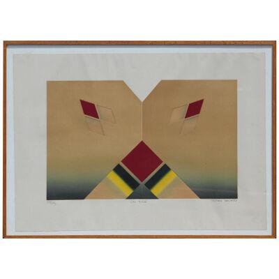 1980s "On High" Modern Abstract Geometric Lithograph Edition 59 of 125