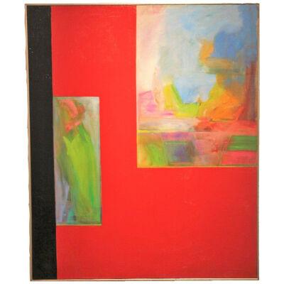 Minimal Geometric Red Tonal Abstract Painting	