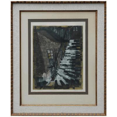 S Runacher "Le Grand Staircase" Abstract Lithograph Edition 25/50 20th Century