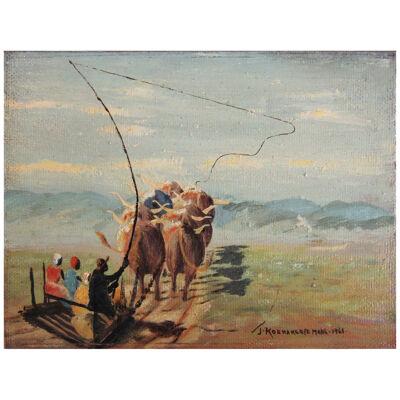 "Mid Summer Journey on Sledge" Impressionist South African Painting