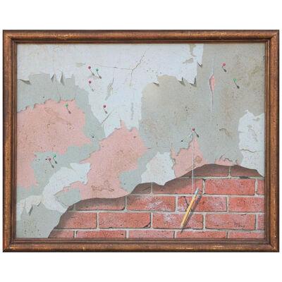 Late 20th Century Brick Wall and Pins Still Life Acrylic Painting by Boyd Graham