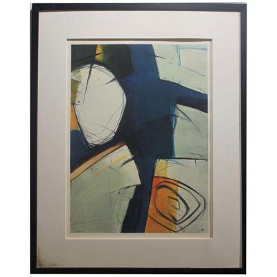 Scott Swezy Abstract Expressionist Orange and Blue Monotype Print 21st Century
