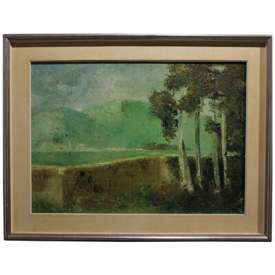 Moa "Spring Countryside" Italian Landscape Oil Painting 1967