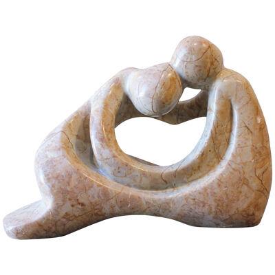 1980s Contemporary Marble Sculpture of Two Embracing Figures