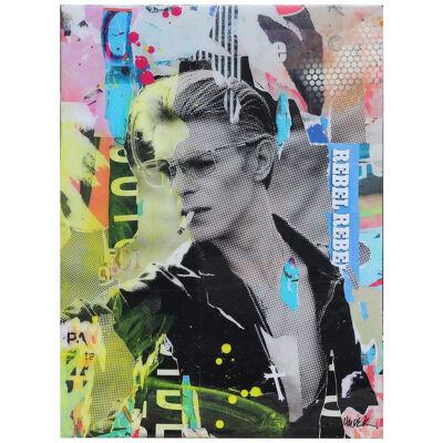 “Rebel Memories” David Bowie Colorful Pop Art Mixed Media Collage Portrait