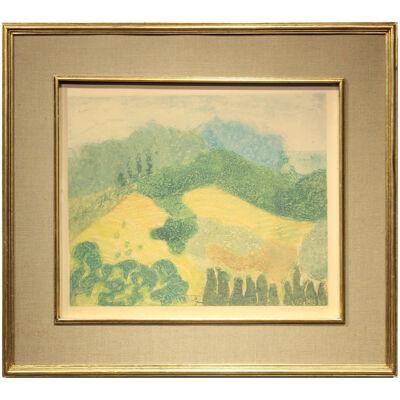 1960s Impressionist "Hills of Provence" Landscape Lithograph