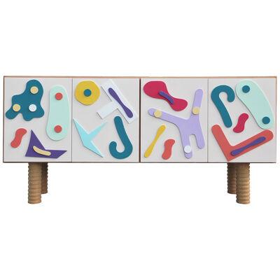 Biomorphic Post Modern Memphis Style Colorful Pastel Credenza / Sideboard