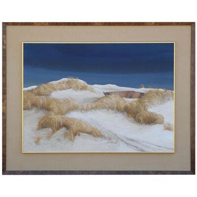 Late 20th Century Beach Landscape Acrylic Painting by A. Hunt, Framed