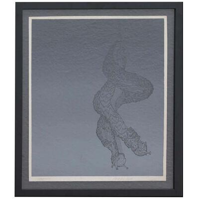 1990s “Ghost Riders” Intertwined Snail Screen Print 9/15 by Jane Danko, Framed