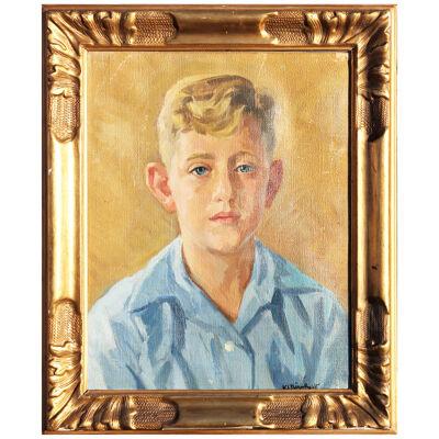 Yellow and Blue-Toned Realistic Impressionist Portrait of a Boy
