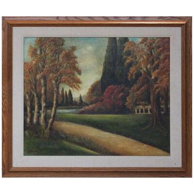 W. Markell Fall Landscape with Pathway Oil Painting 1930's