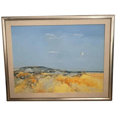 William Hoey "Yellow Desert" Massive Colorful Abstract Landscape 1970s