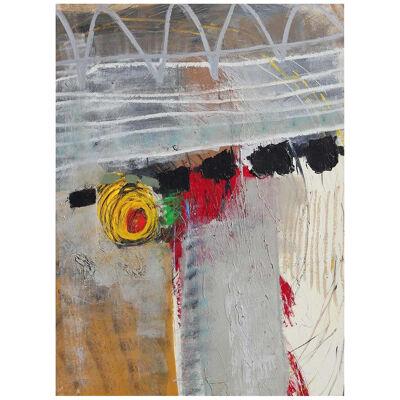 Gray, Red, Green, and Yellow Abstract Expressionist Painting by John Palmer