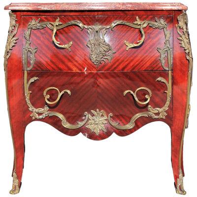 Ornate Ormolu Mounted French Louis XVI Style Bombé Commode or Chest