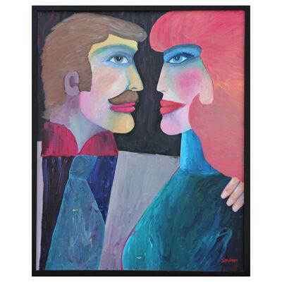 "The Couple" Colorful Abstract Modern Portrait Painting of a Couple