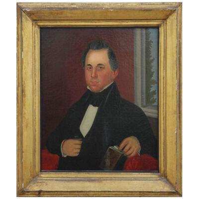 Early 19th Century American Portrait of a Man Oil on Canvas