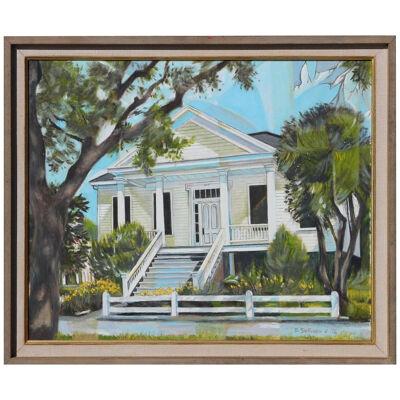 Stella Sullivan "House Refracted" Architectural Landscape Oil Painting 1976