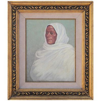 Pastel Green Toned Portrait of a Taos Woman 1930s by Charles Kern Fiedler	
