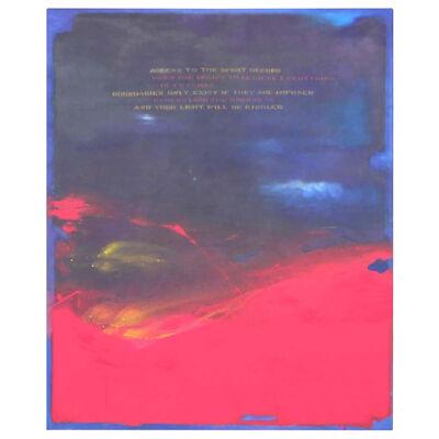 K Lastre “Access to the Spirit” Blue & Red Abstract Expressionist Painting 1992