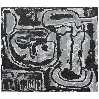 Paul Reeves "Enigma" Abstract Black and Grey Painting 2020