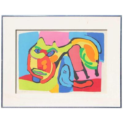 1960s Vibrant Abstract Cat Lithograph Edition of 100