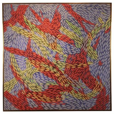 Robert Yucikas "Atitlan" Primary Color Pointillism Swirling Abstract 1972