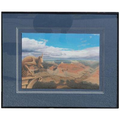 Contemporary Surrealist Grand Canyon Landscape with Gargoyle Early 21st Century