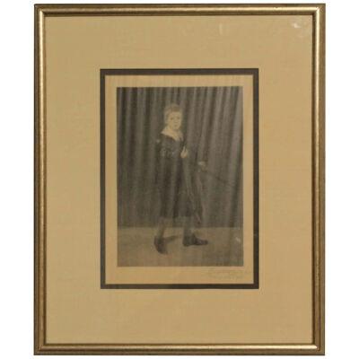 1908 "Boy With a Sword" H Wolf Portrait Print After Edouard Manet, Framed