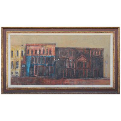 "City Cafe" Cubist Post Impressionist Abstract Landscape 1970s