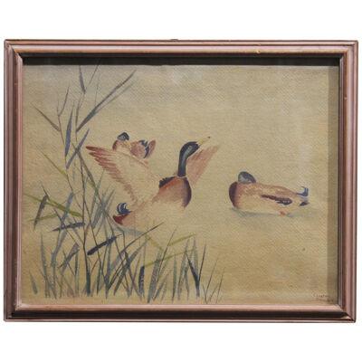 Chester Dixon Snowden 1 Study of Ducks Watercolor Painting 1960's