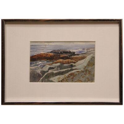 Mid 20th Century "Gull Cove, Mohegan"Watercolor Impressionist Landscape Painting