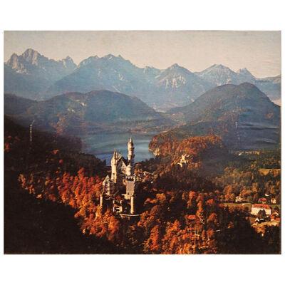 Neuschwanstein Castle in the Forrest Bavaria Germany Colored Photograph Mid 20th