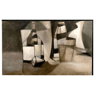 Lowell Daunt Collins "Still Life Gray" Cubist Oil Painting 1950s