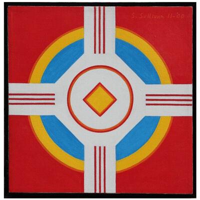 "God's Eye #2" Symmetrical Red Geometric Painting