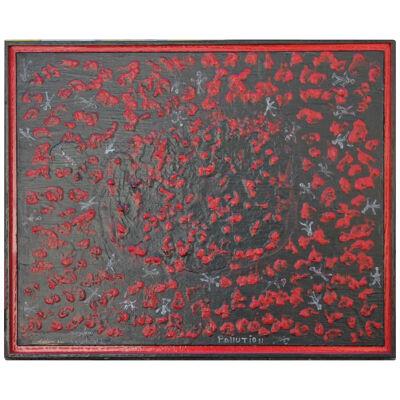 Paul Reeves "Pollution" Red and Black Abstract Painting 2017