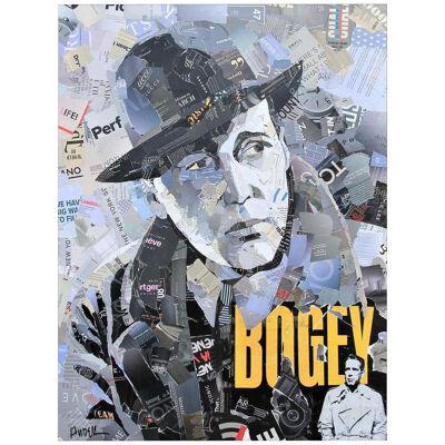 Jim Hudek "Bogey" Black, Gray & Yellow Contemporary Mixed Media Pop Art Collage