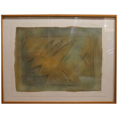 Unknown Earth Tonal Abstract Watercolor with Geometric Shapes 20th Century